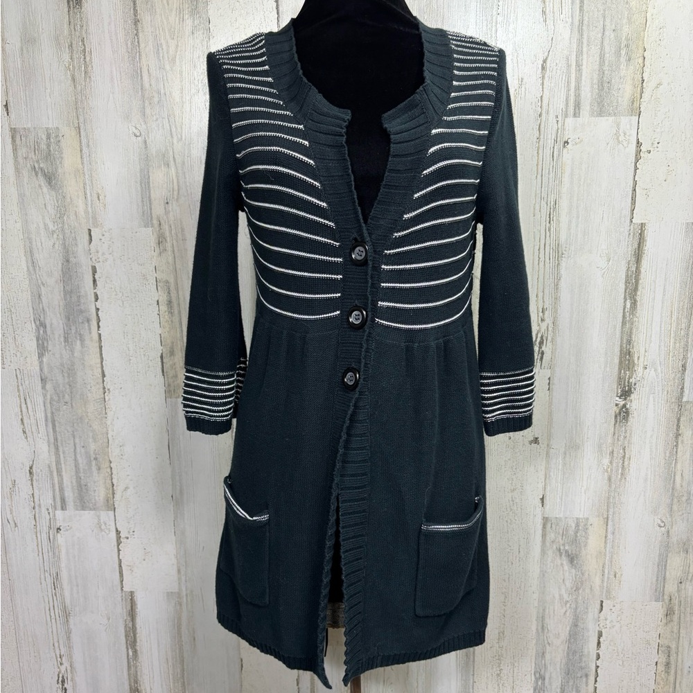 White House Black Market Striped Button-Up Cardigan